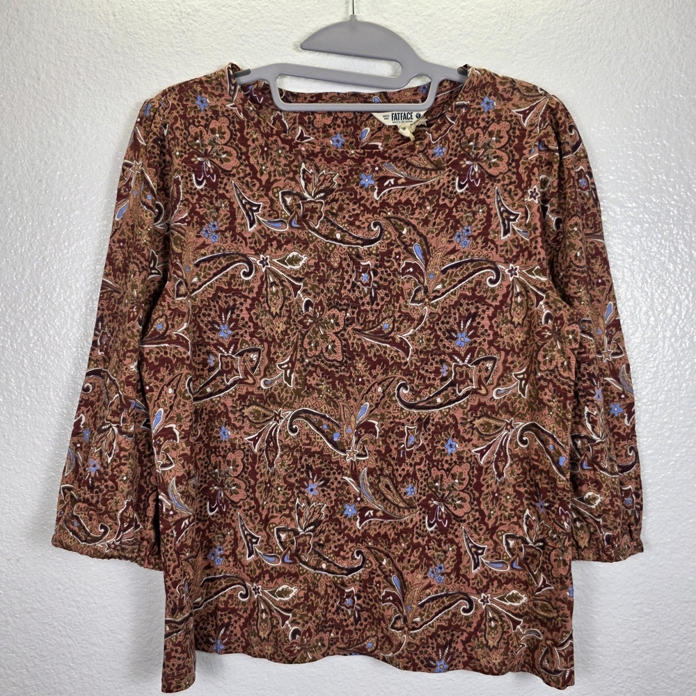 Fat Face Penny Wild Paisley Cotton Blend Top Blouse Women's Size US 4/Uk 8